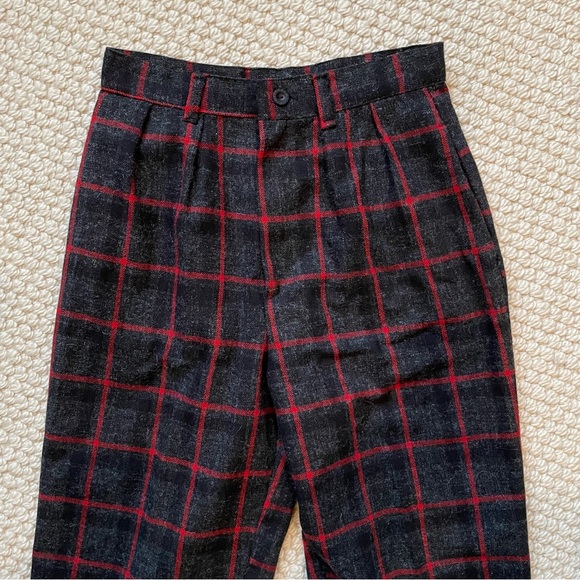 Vintage 80s plaid wool blend pants - Picture 2 of 12